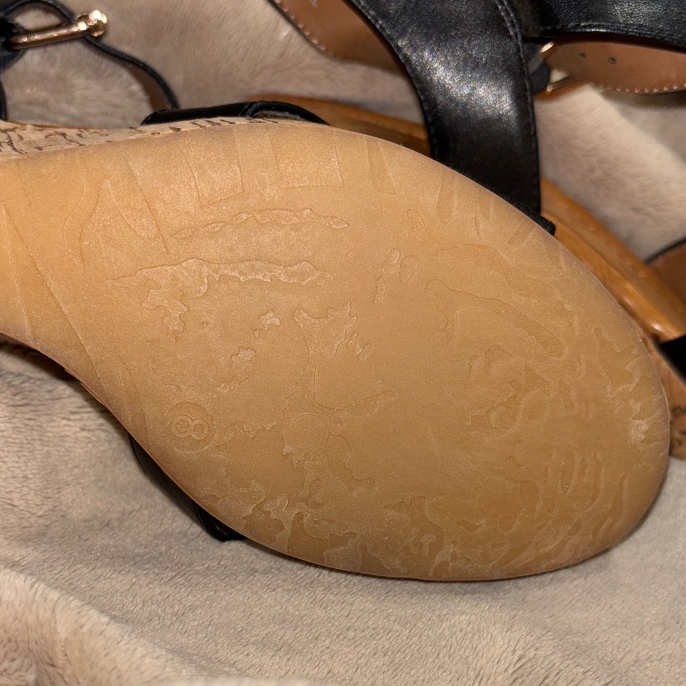 Pesaro Black Cork Wedge Sandals - Picture 3 of 6